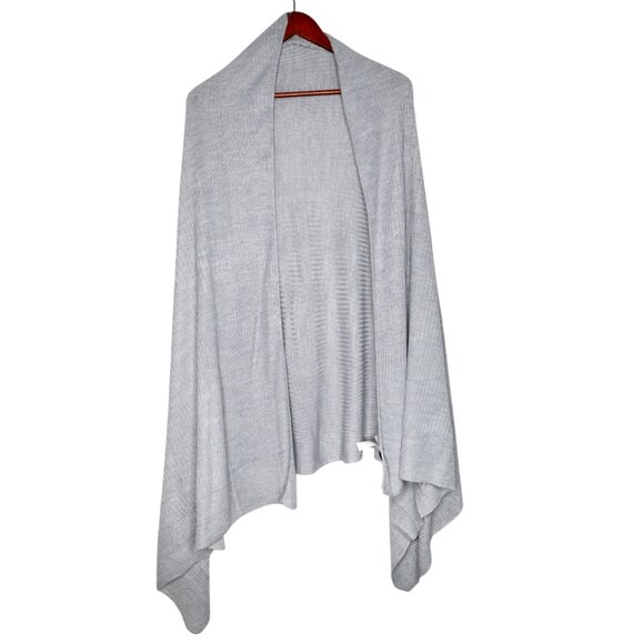 A New Day Long Grey Acrylic Knit Ribbed Wrap Shawl Scarf Blanket Oversized Winte - Picture 6 of 8